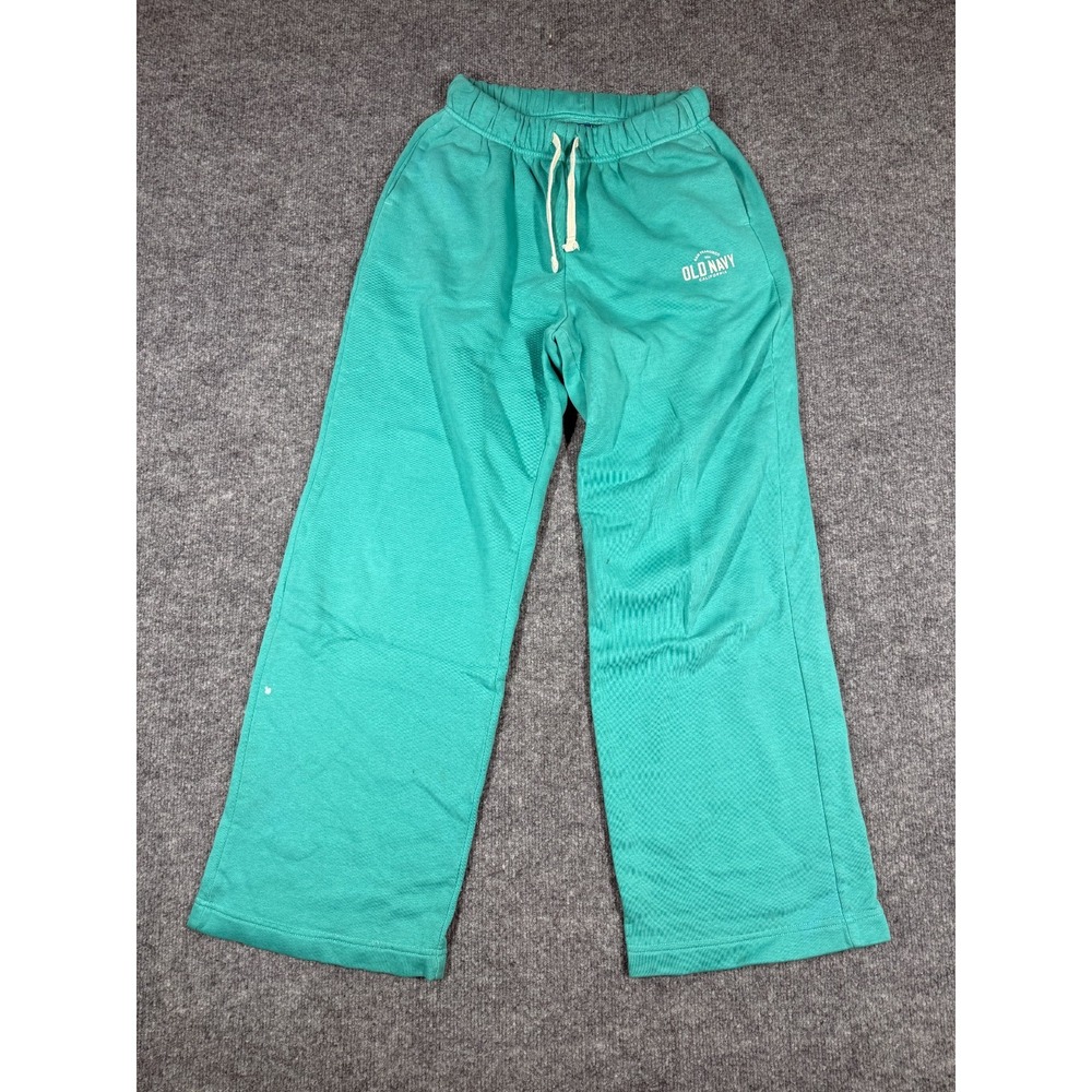 Old Navy San Francisco Sweatpants Women XS Teal Fleece Lined Wide Leg Drawstring